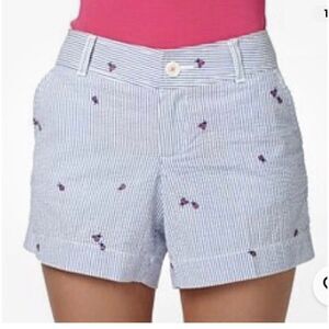 Lilly Pulitzer Ladybug Blue Pin Stripe Seersucker Shorts Women’s Size 2 XS